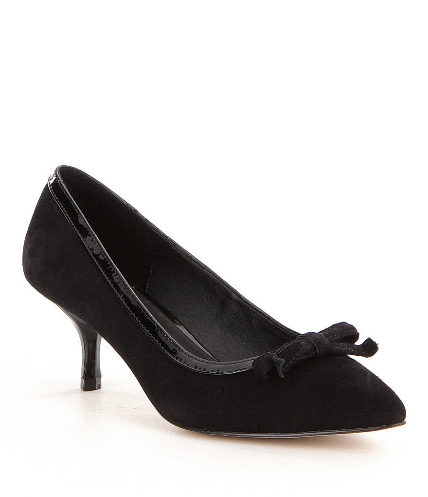 Donald J Pliner Ginni Patent-Trimmed Bow Pointed-Toe Slip-On Pumps