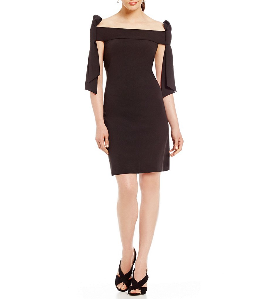 Donna Morgan Off-the-Shoulder Tie Sheath Dress