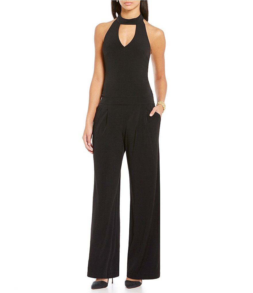 Donna Ricco Keyhole Neck Halter Jumpsuit