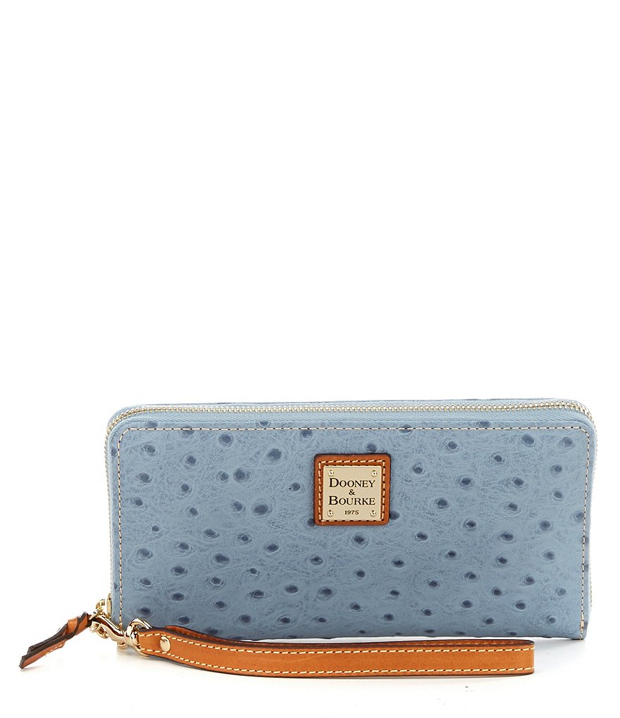 Dooney & Bourke Ostrich Collection Large Zip-Around Wristlet