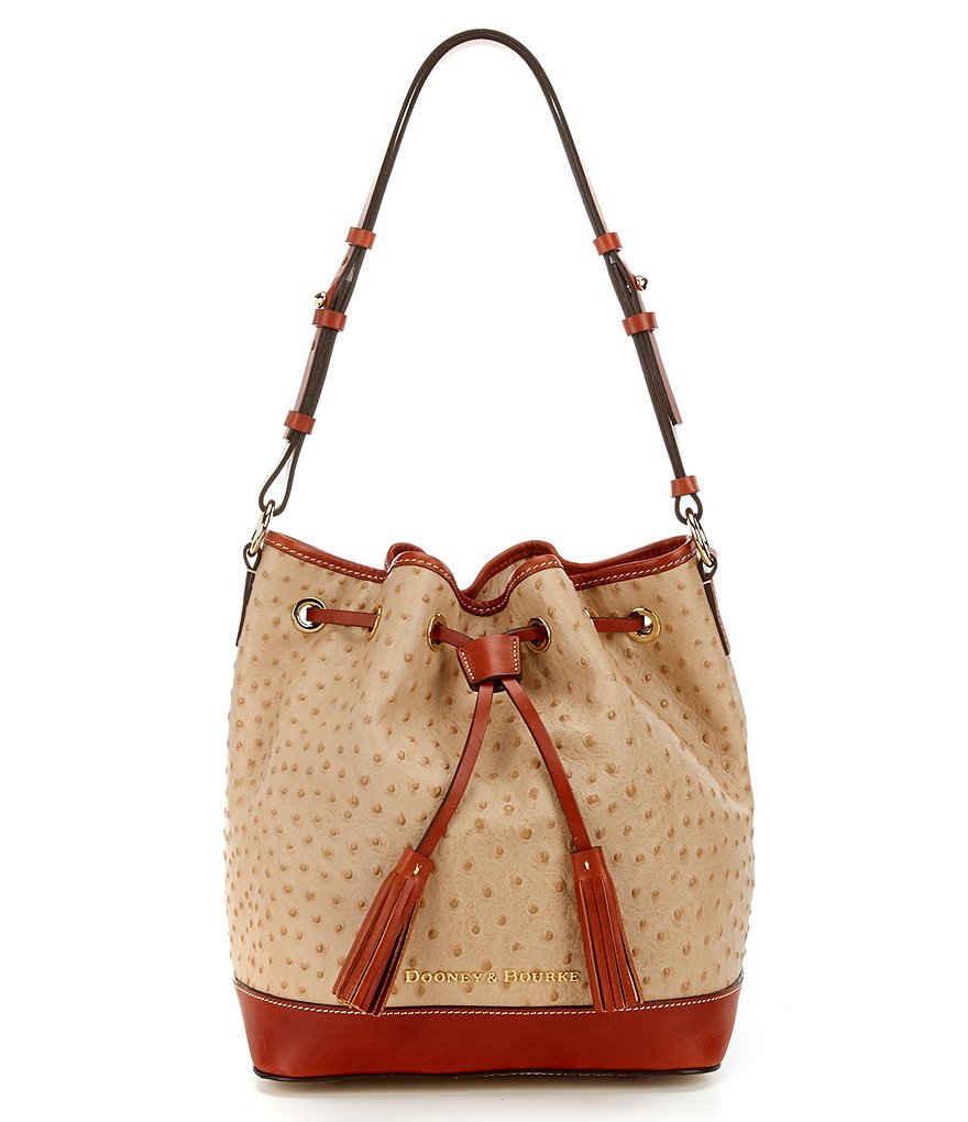 Dooney & Bourke Ostrich Collection Tasseled Drawstring Bag