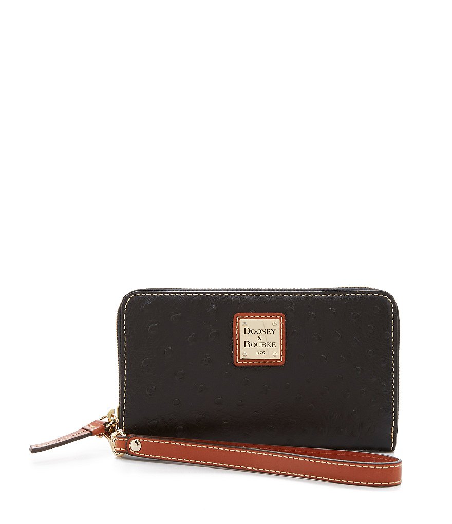 Dooney & Bourke Ostrich-Embossed Multifunction Phone Wristlet