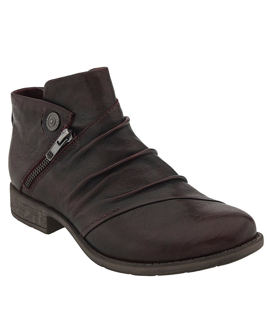 Earth Ronan Asymmetrical Outside Zip Block Heel Booties
