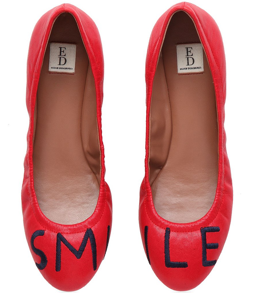 ED Ellen DeGeneres Langston Leather Embroidered Slip-On Flats