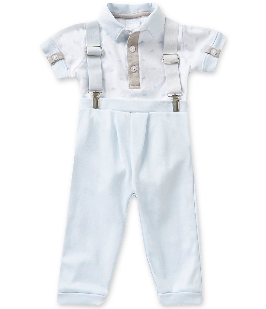 Edgehill Collection Baby Boys Newborn-6 Months Novelty Bodysuit, Suspenders, and Pants Set