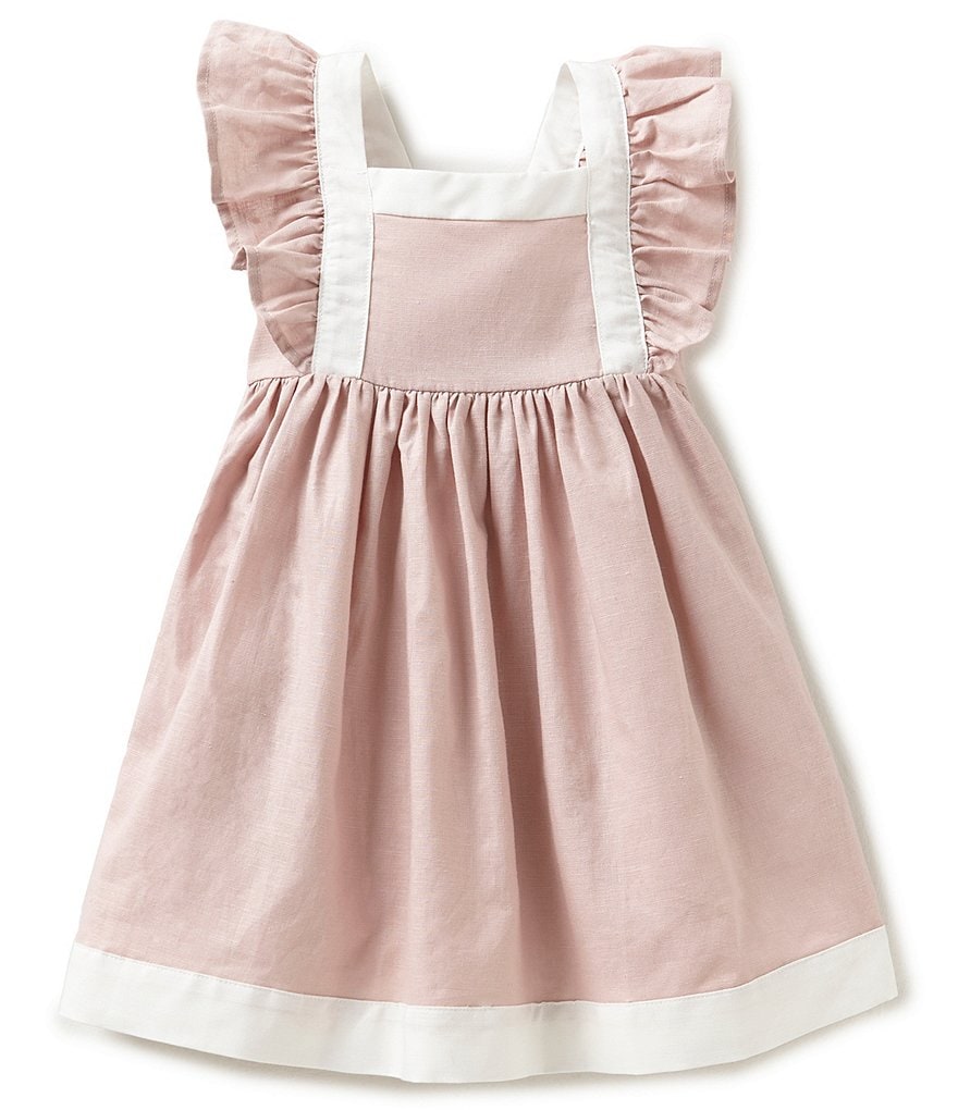Edgehill Collection Little Girls 2T-4T Linen Flutter-Sleeve Dress