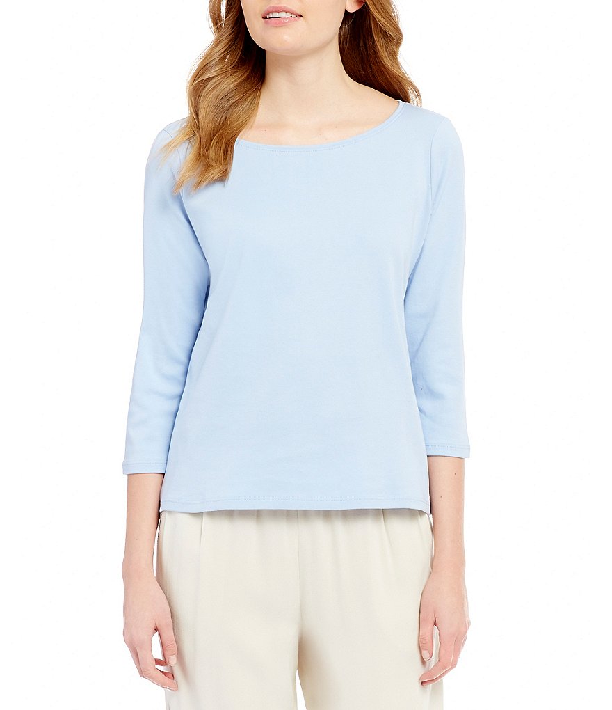 Eileen Fisher Ballet Neck Organic Cotton Interlock Top