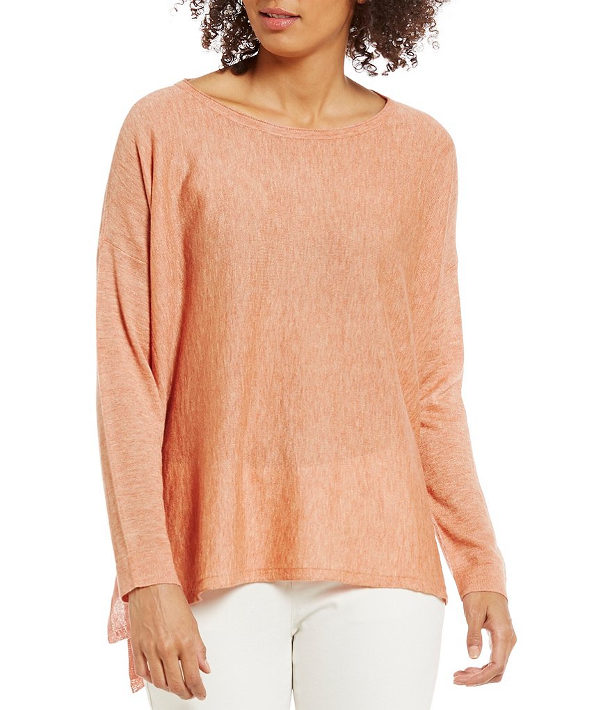Eileen Fisher Bateau Neck Tencel Alpha Box-Top