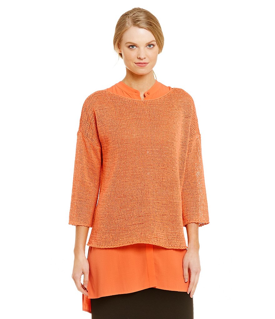 Eileen Fisher Cotton Tape Bateau Neck Top