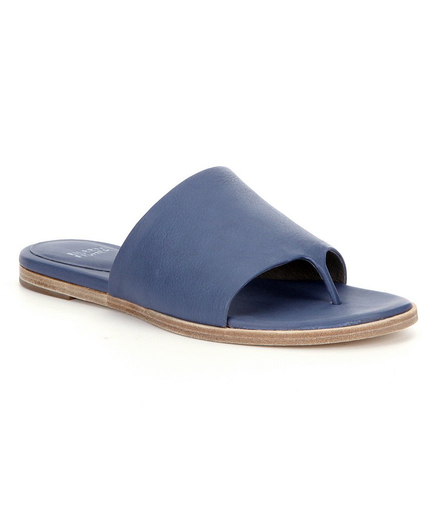 Eileen Fisher Edge Soft Leather Slip-On Sandals