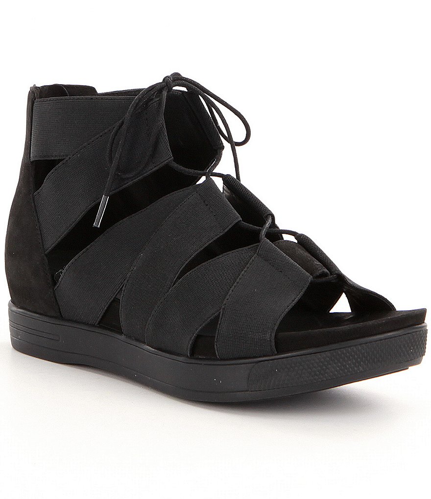 Eileen Fisher Link Lace Up Heel Zipper Sandals