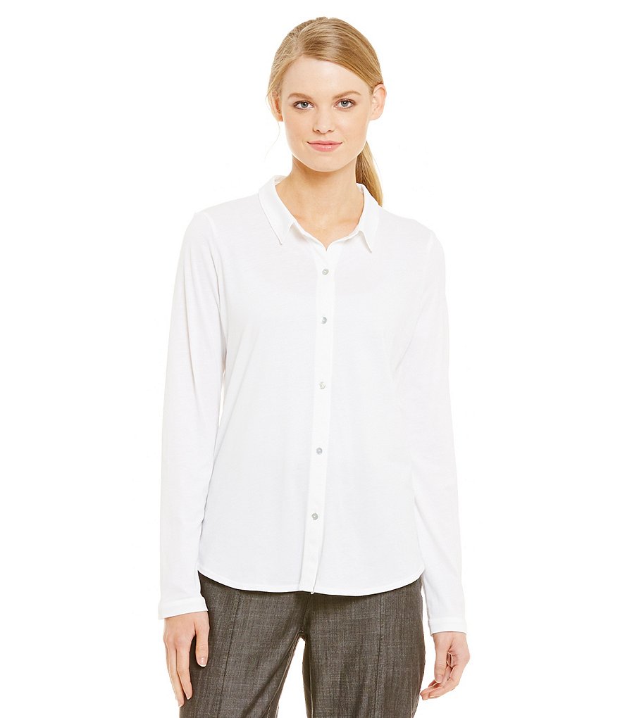 Eileen Fisher Long Sleeve Classic Collared Shirt