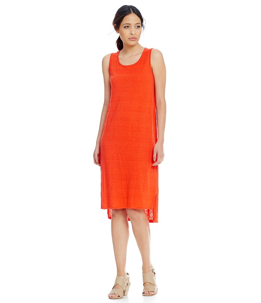 Eileen Fisher Organic Linen High-Low Dress