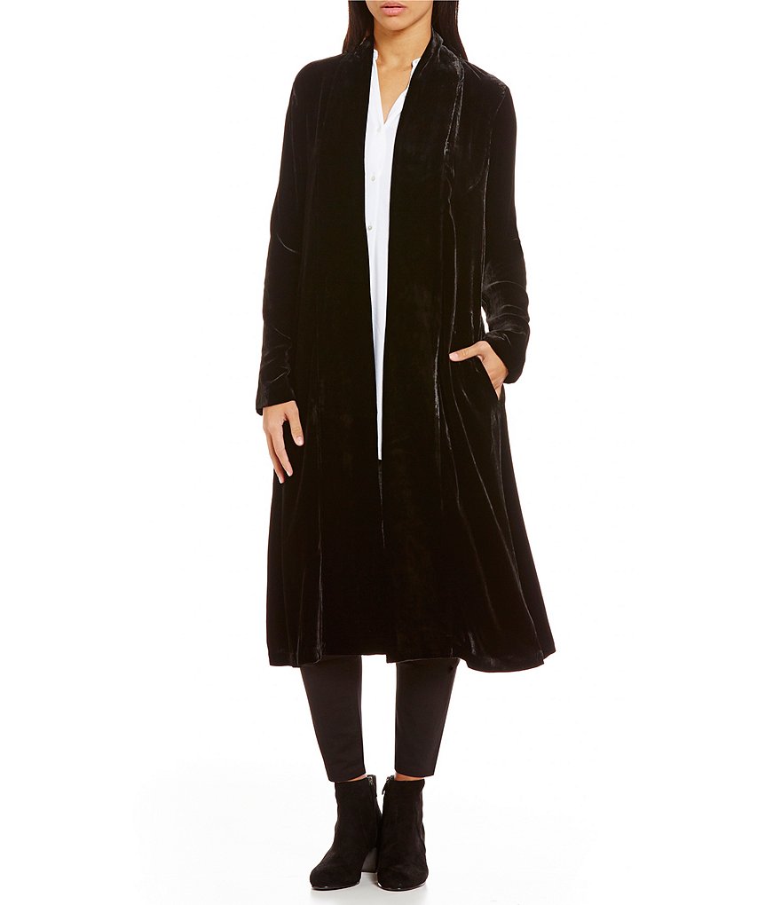 Eileen Fisher Velvet Shawl Collar Maxi Jacket