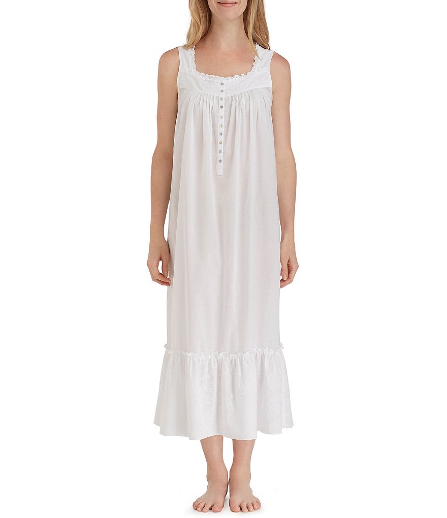 Eileen West Floral-Embroidered Lawn Ballet Nightgown