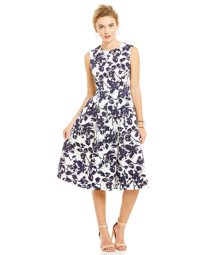 Eliza J Floral Midi Fit and Flare Dress
