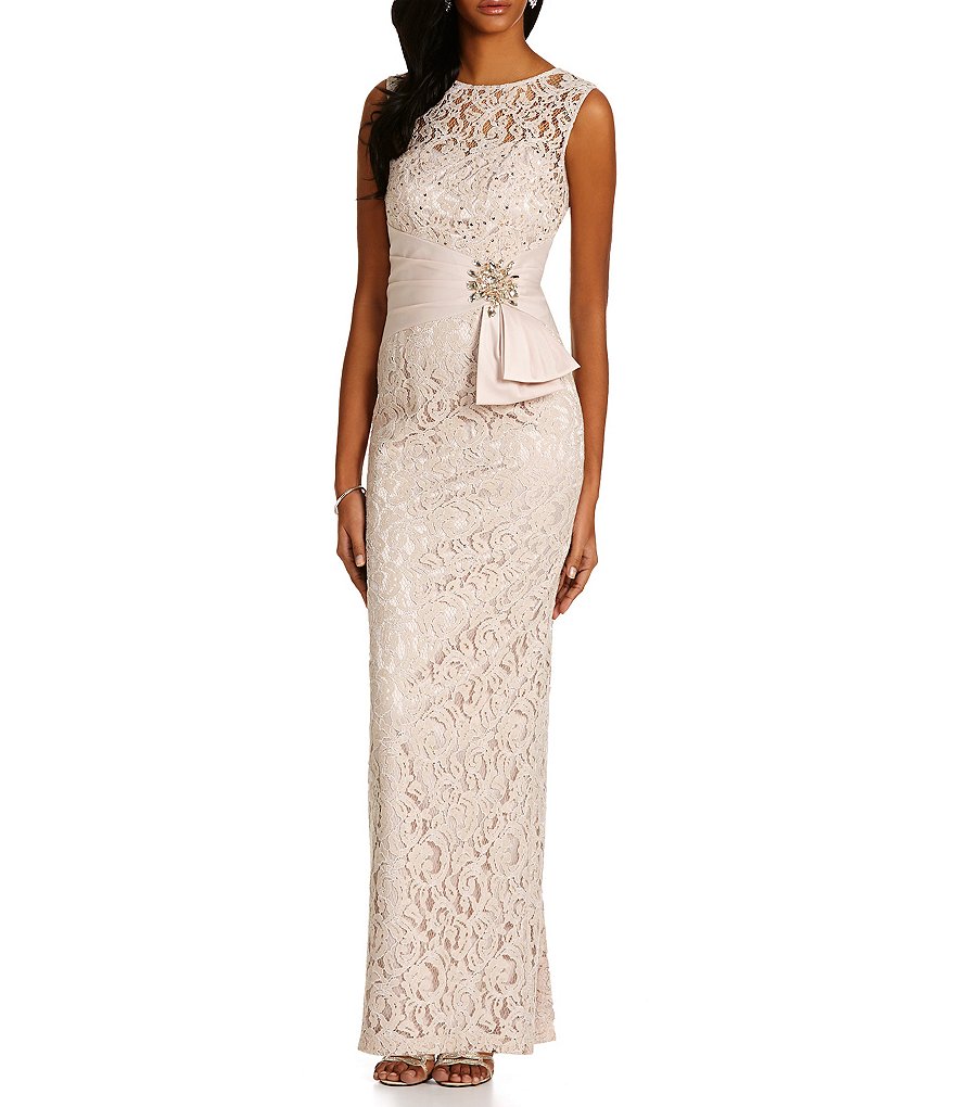 Eliza J Illusion Lace Column Gown