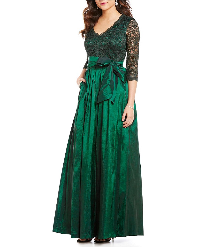 Eliza J Lace Bodice Taffeta Skirt Ballgown