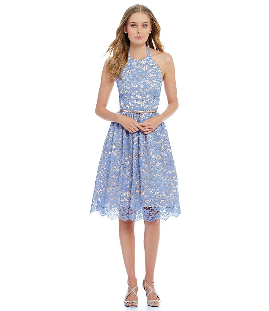 Eliza J Lace Halter Midi Dress