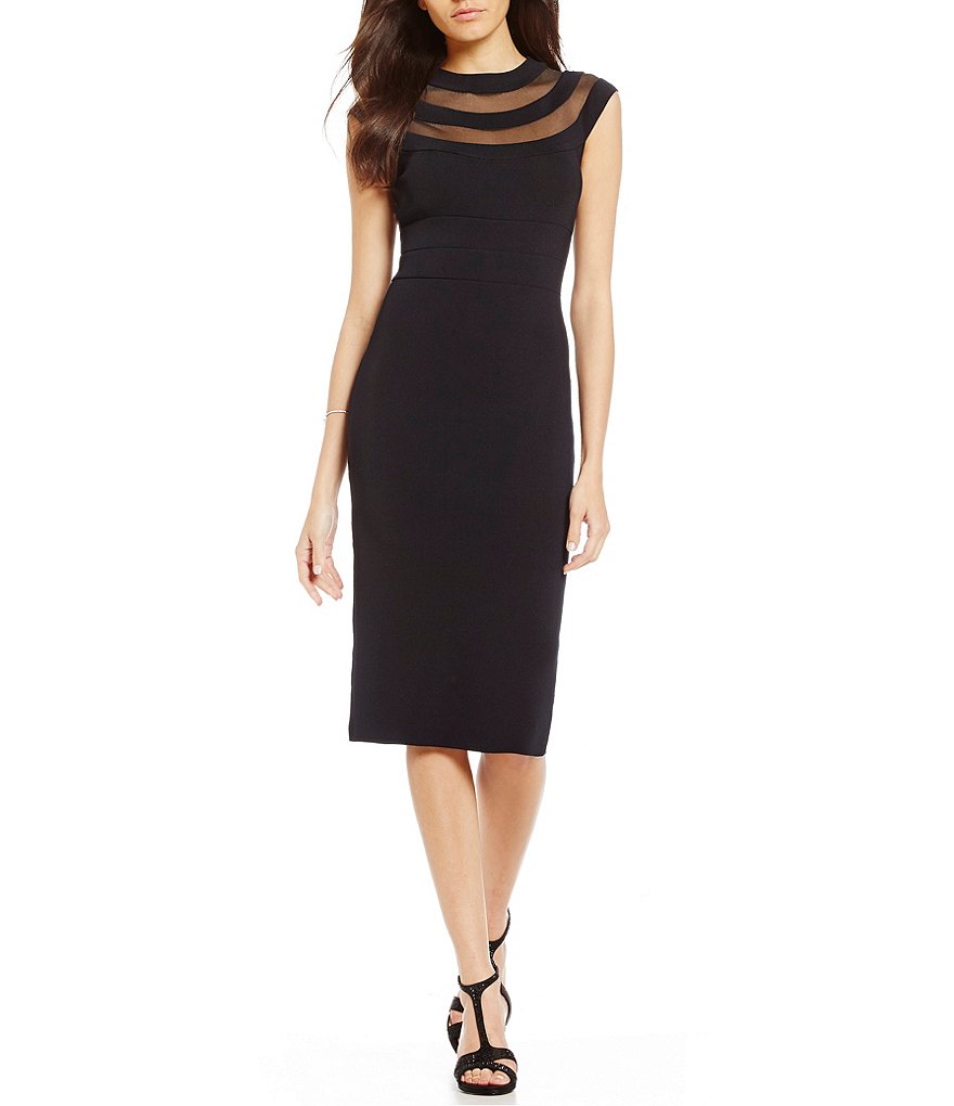 Eliza J Mesh Inset Sheath Dress