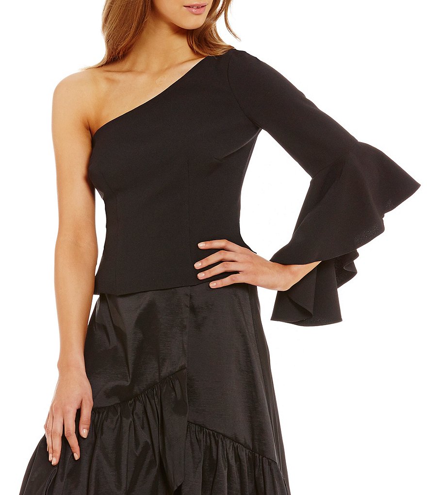 Eliza J One Shoulder Bell Sleeve Top