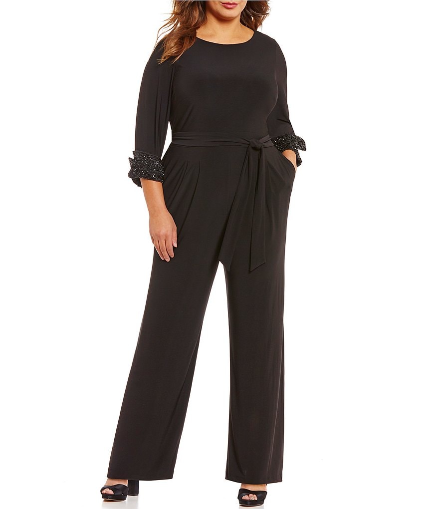 Eliza J Plus Beaded-Cuff Jumpsuit