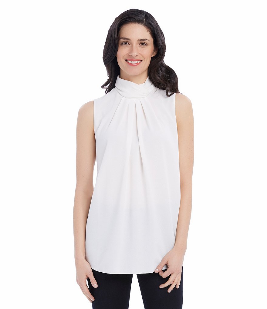 Ellen Tracy Georgette Crepe Sleeveless Halter Neckline Top