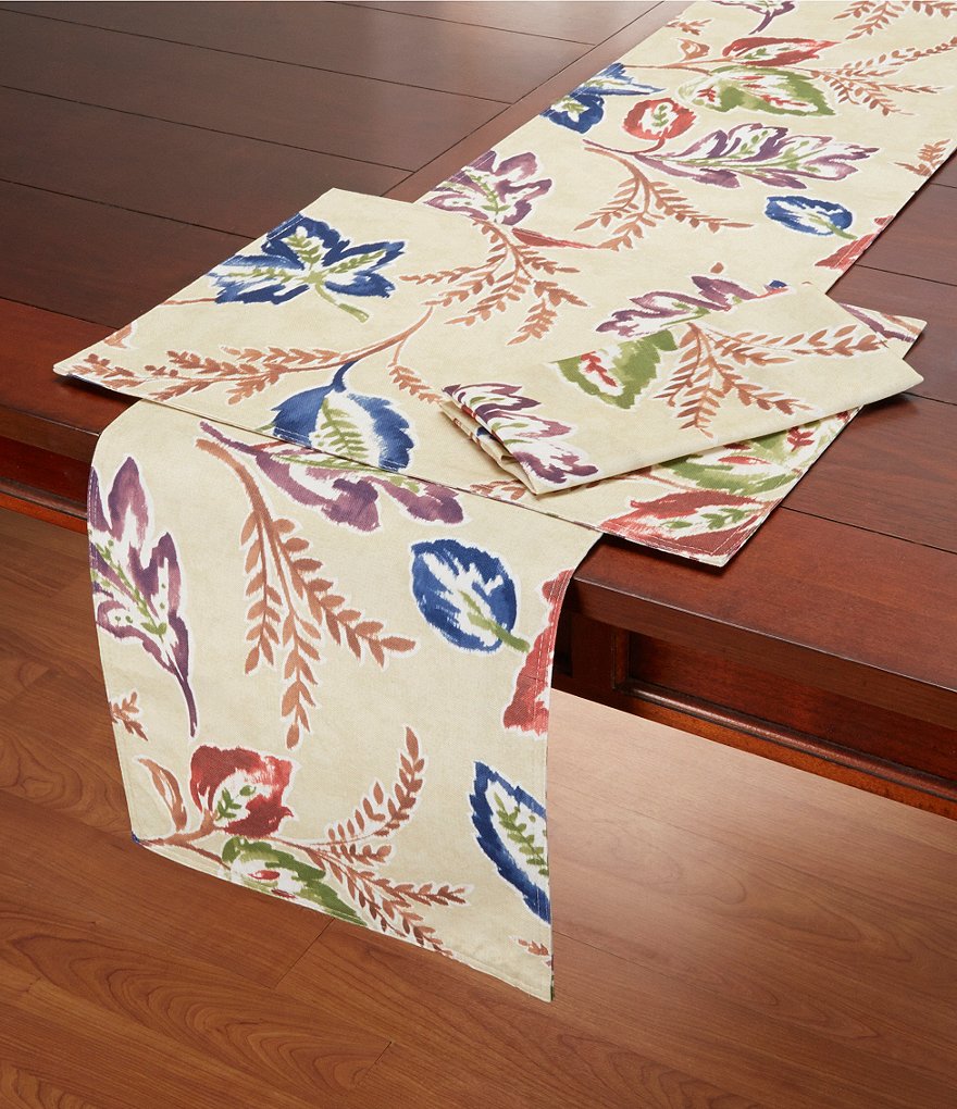 Elrene Home Fashions Harvest Sedona Watercolor Leaf Table Linens