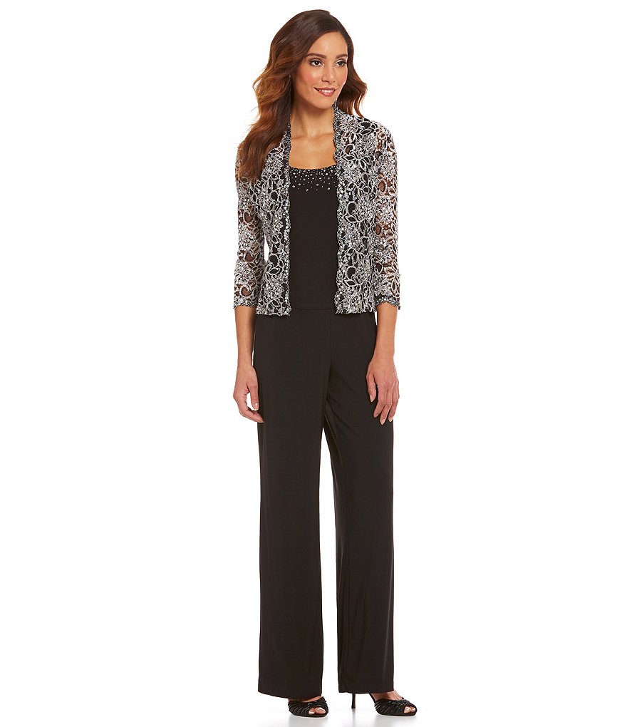 Emma Street Embellished Lace Pant Set