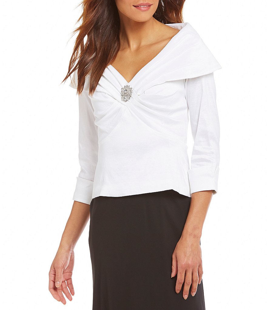 Emma Street Embellished Portrait-Collar Top