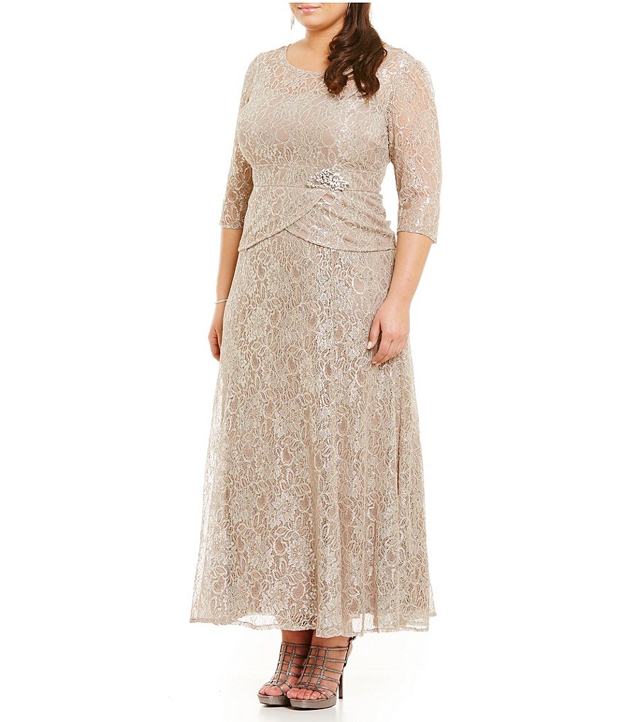 Emma Street Plus Metallic Lace Mock 2-Piece Gown