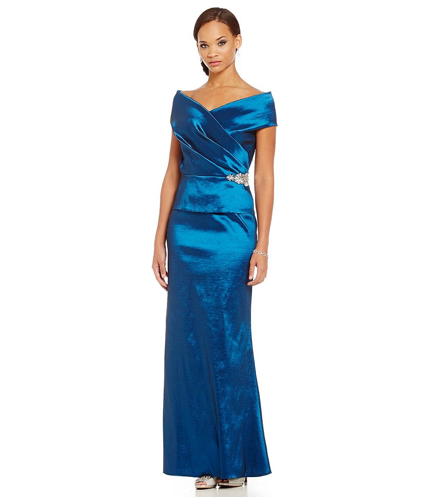 Emma Street Portrait-Collar Mock 2-Piece Gown