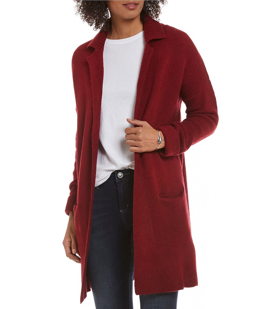 Fever Notch Collar Solid Sweater Topper Jacket