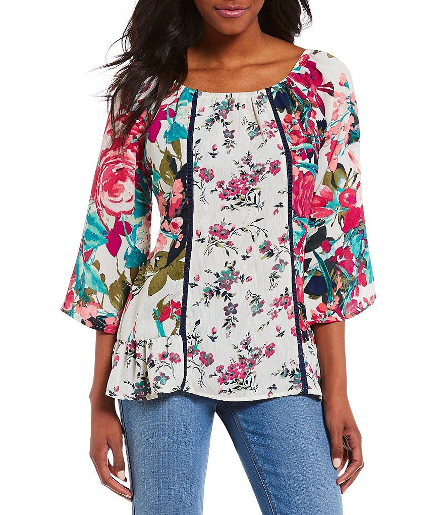Figueroa & Flower Raquel Off-The-shoulder Floral Print Top