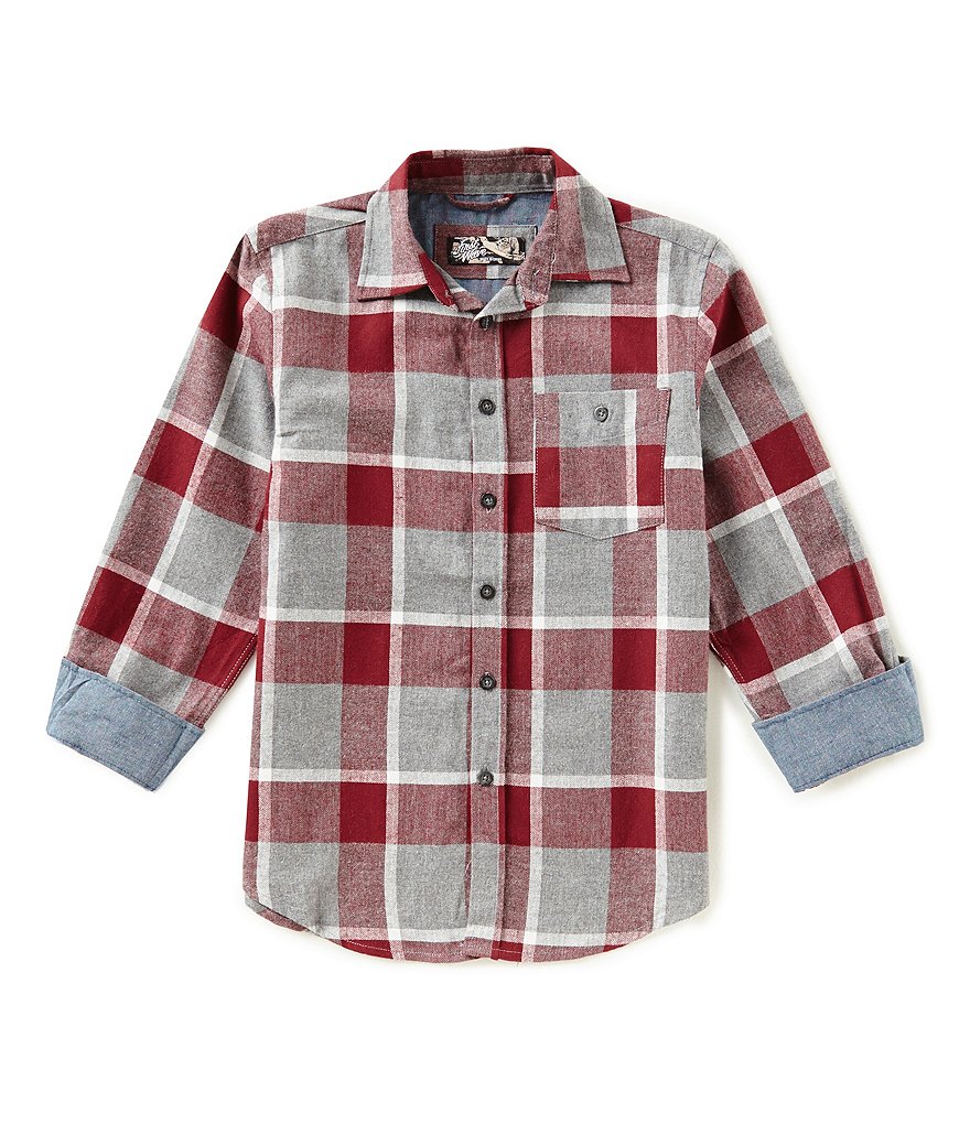First Wave Big Boys 8-20 Plaid Long-Sleeve Button-Down Shirt