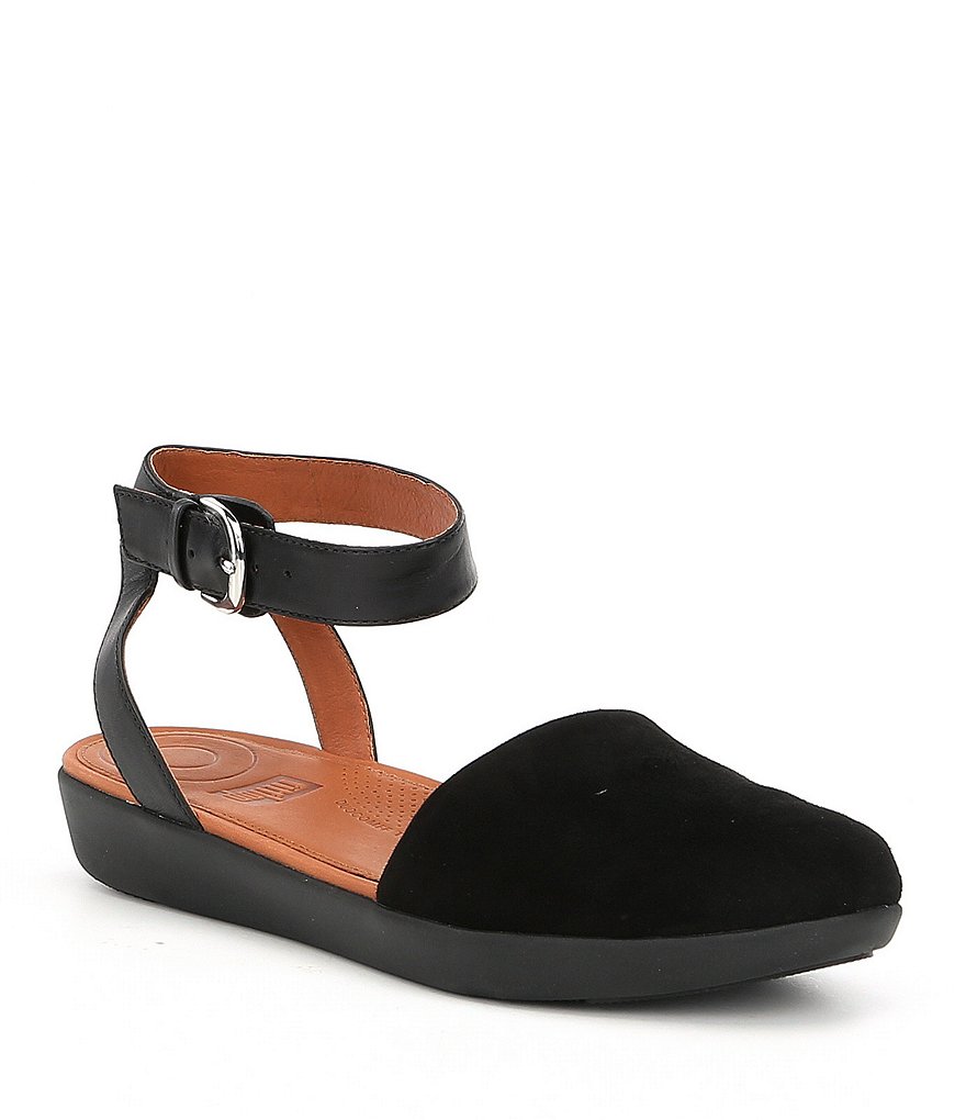 FitFlop Cova Closed-Toe Suede Ankle Strap Sandals