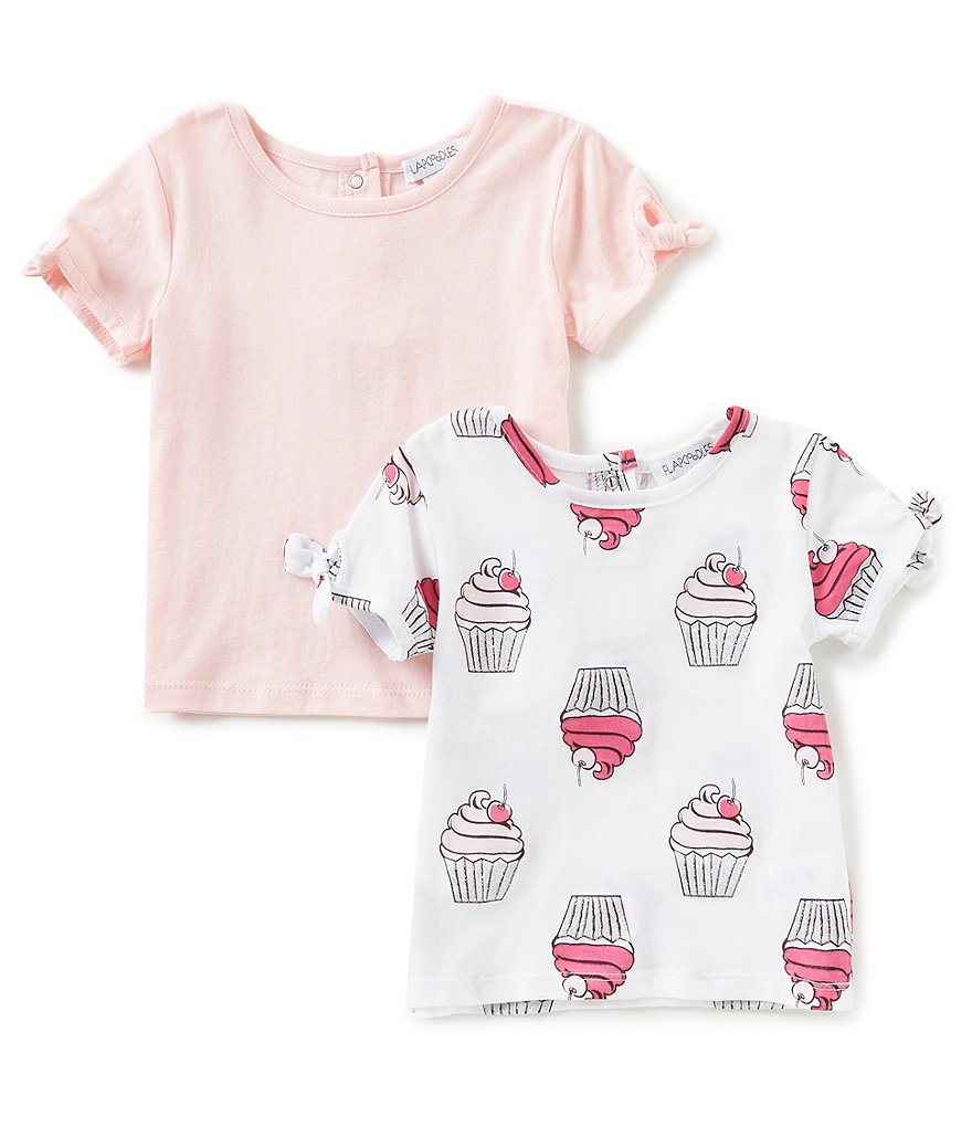 Flapdoodles Baby Girls 12-24 Months Printed Tie-Sleeve 2-Pack Tee Set