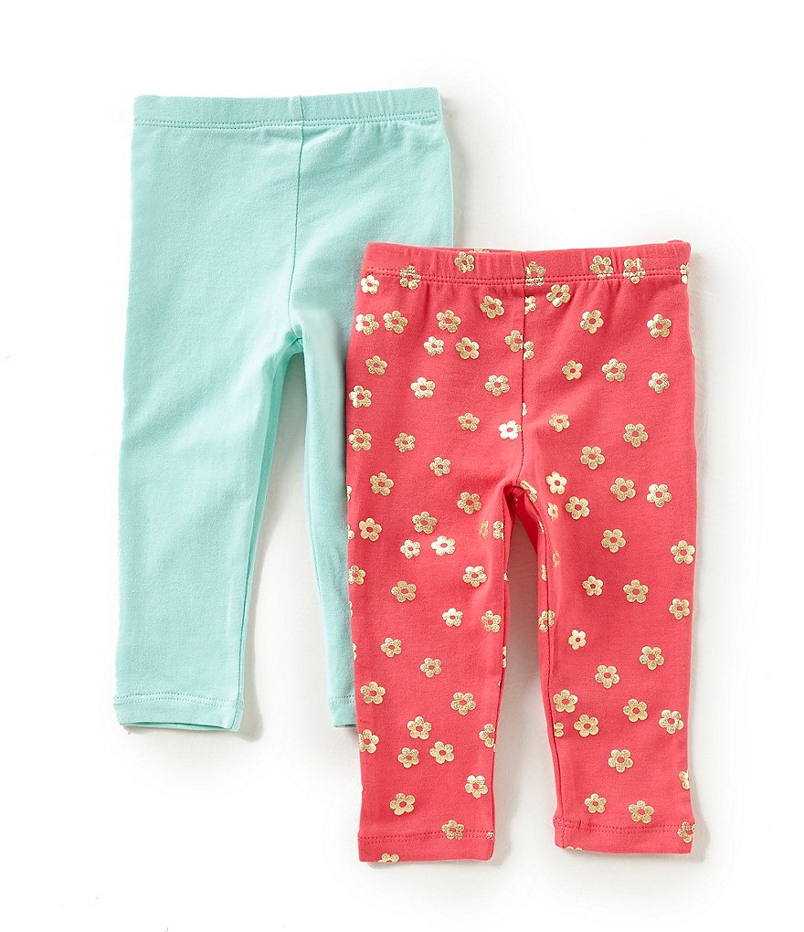Flapdoodles Baby Girls 12-24 Months Printed/Solid 2-Pack Leggings Set