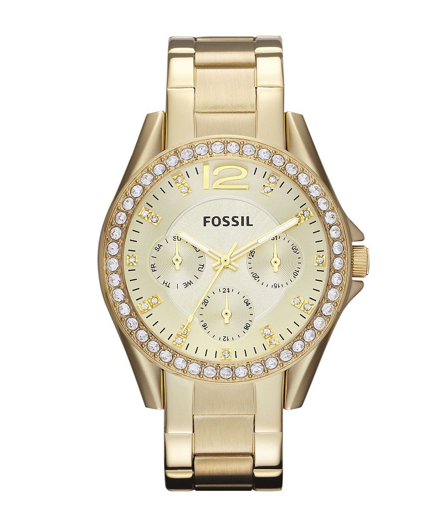 Fossil Riley Goldtone Glitz Multifunction Watch