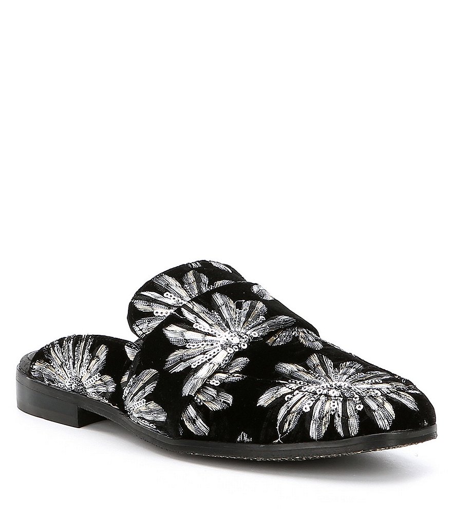 Free People Brocade Floral At Ease Block Heel Mules