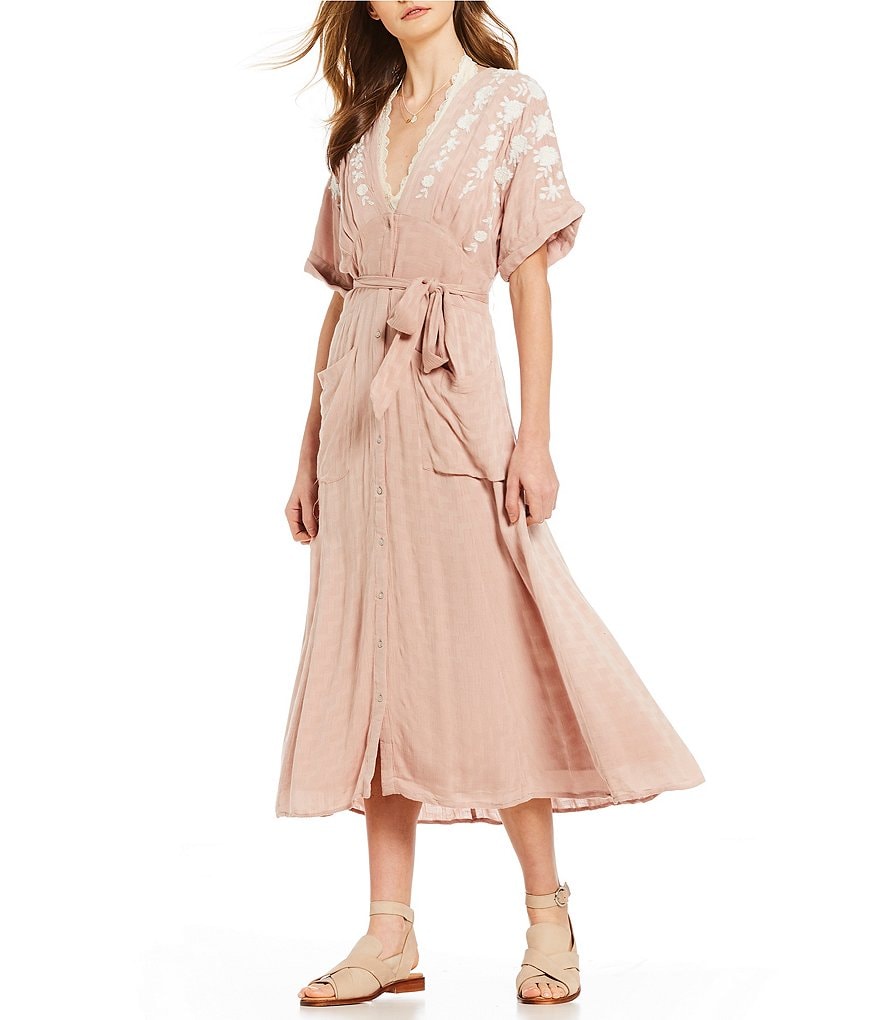 Free People Love to Love You Floral Embroidered Midi Dress