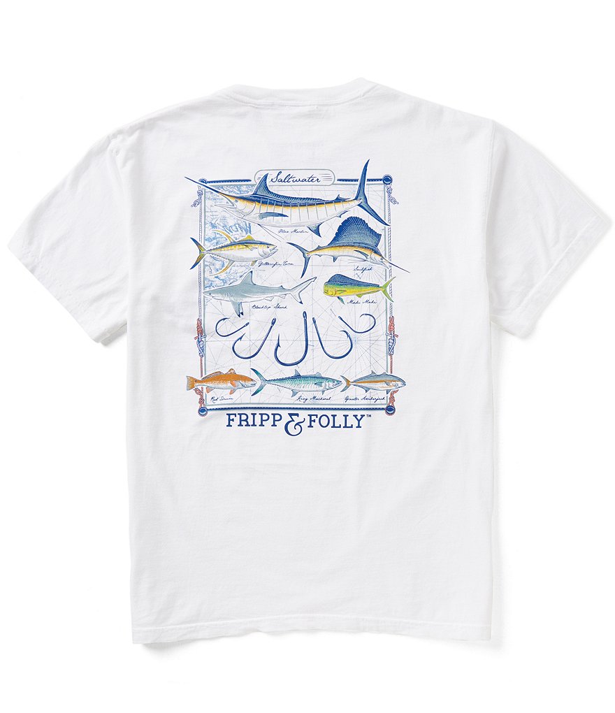 Fripp & Folly Men's Salt Water Fish Short-Sleeve Graphic Pocket Tee
