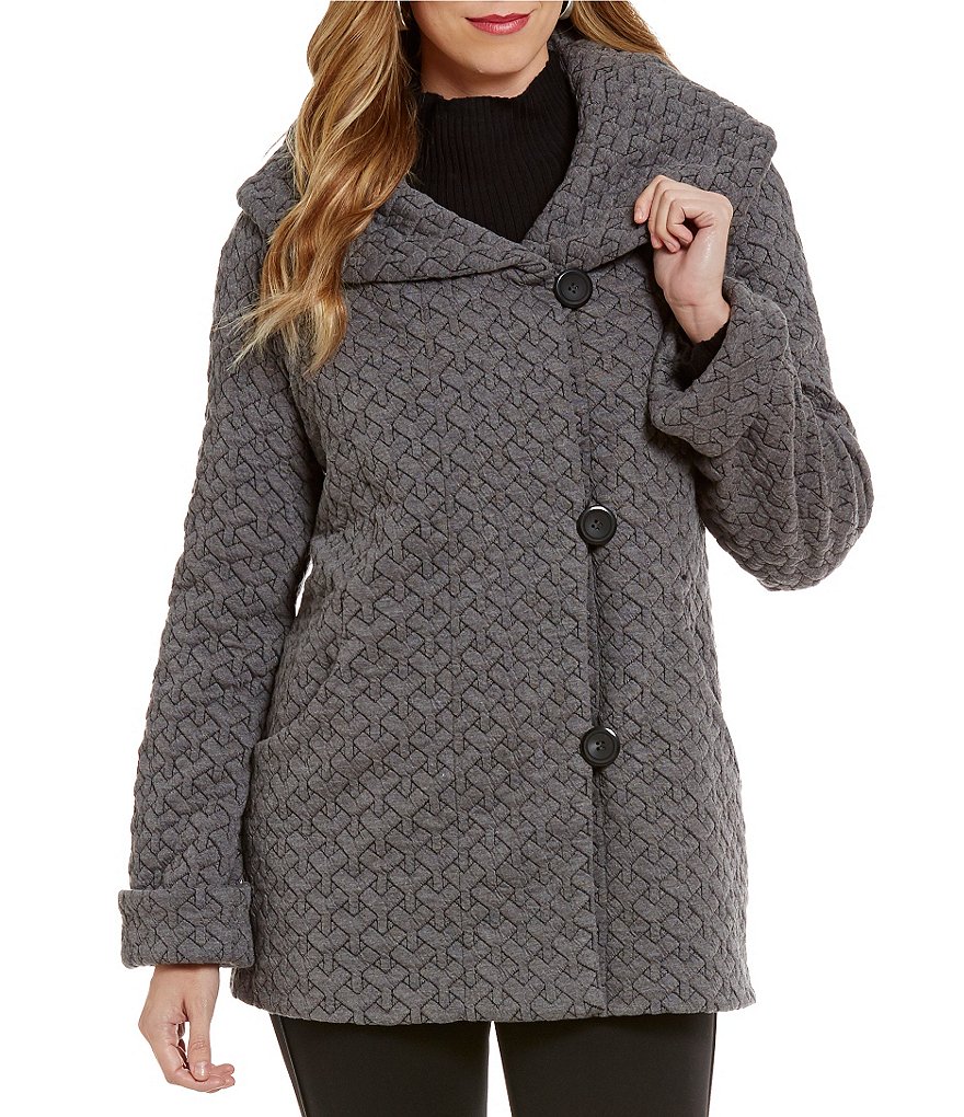 Gallery Cozy Fleece Hooded Shawl Collar Coat
