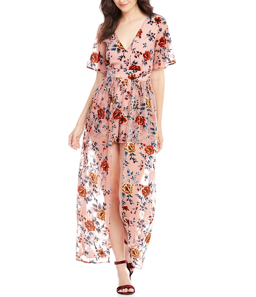GB Burnout Velvet Maxi Romper