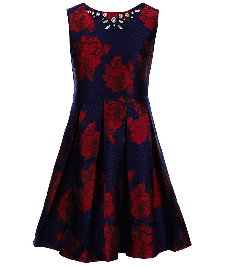GB Girls Big Girls 7-16 Embellished Floral Jacquard Dress