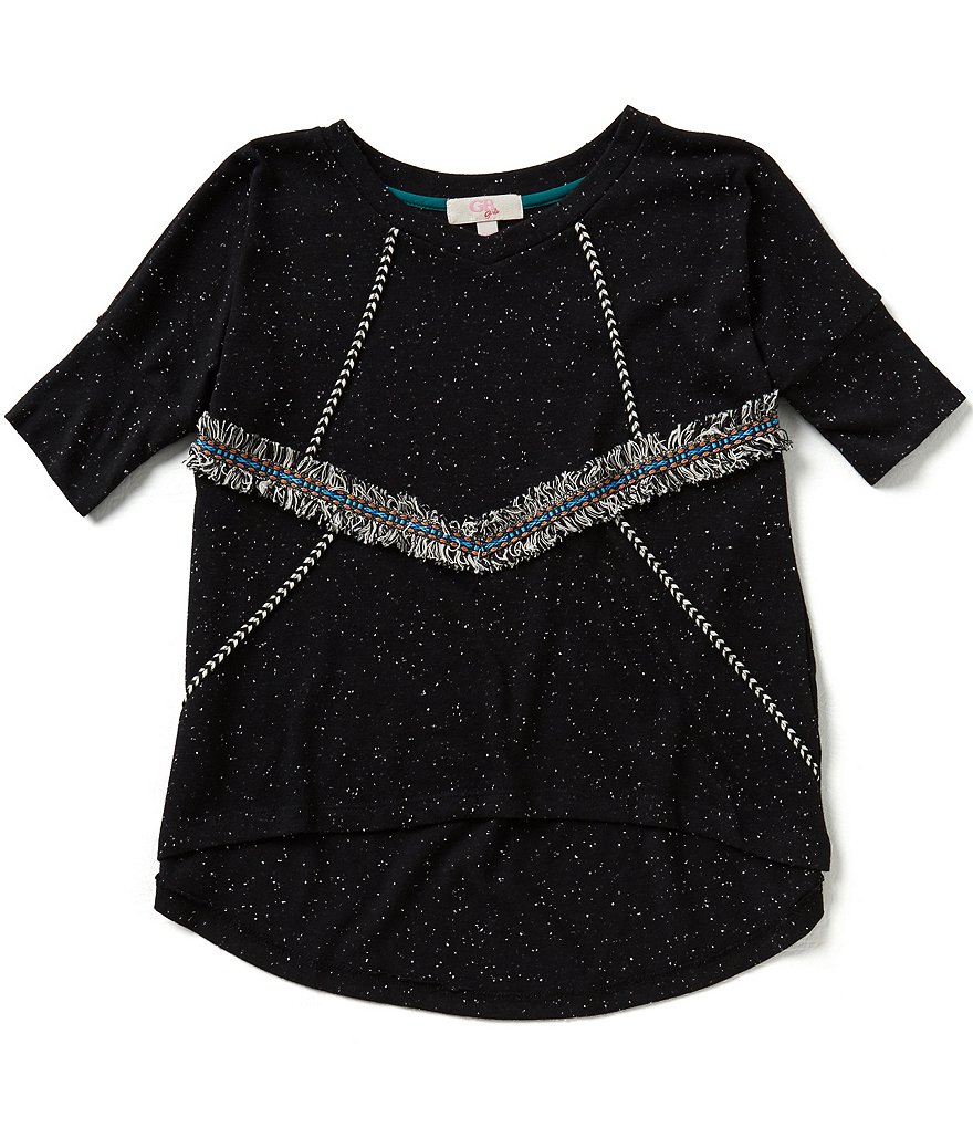 GB Girls Big Girls 7-16 Fringe-Trim Knit Tee