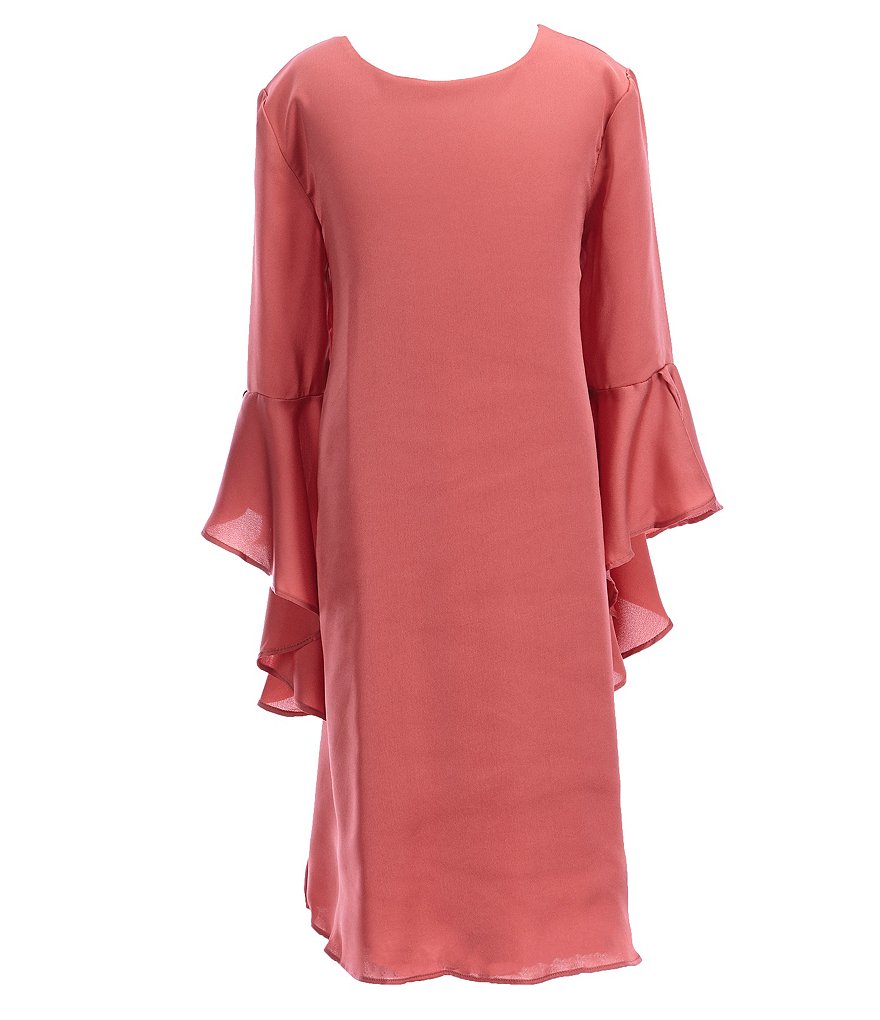 GB Girls Social Big Girls 7-16 Satin Ruffle-Sleeve Dress