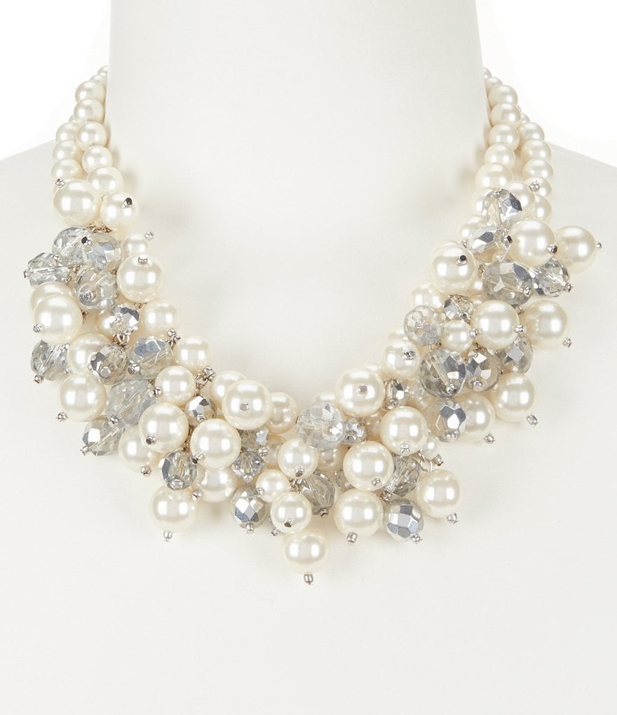Gemma Layne Pearl Cluster Frontal Statement Necklace