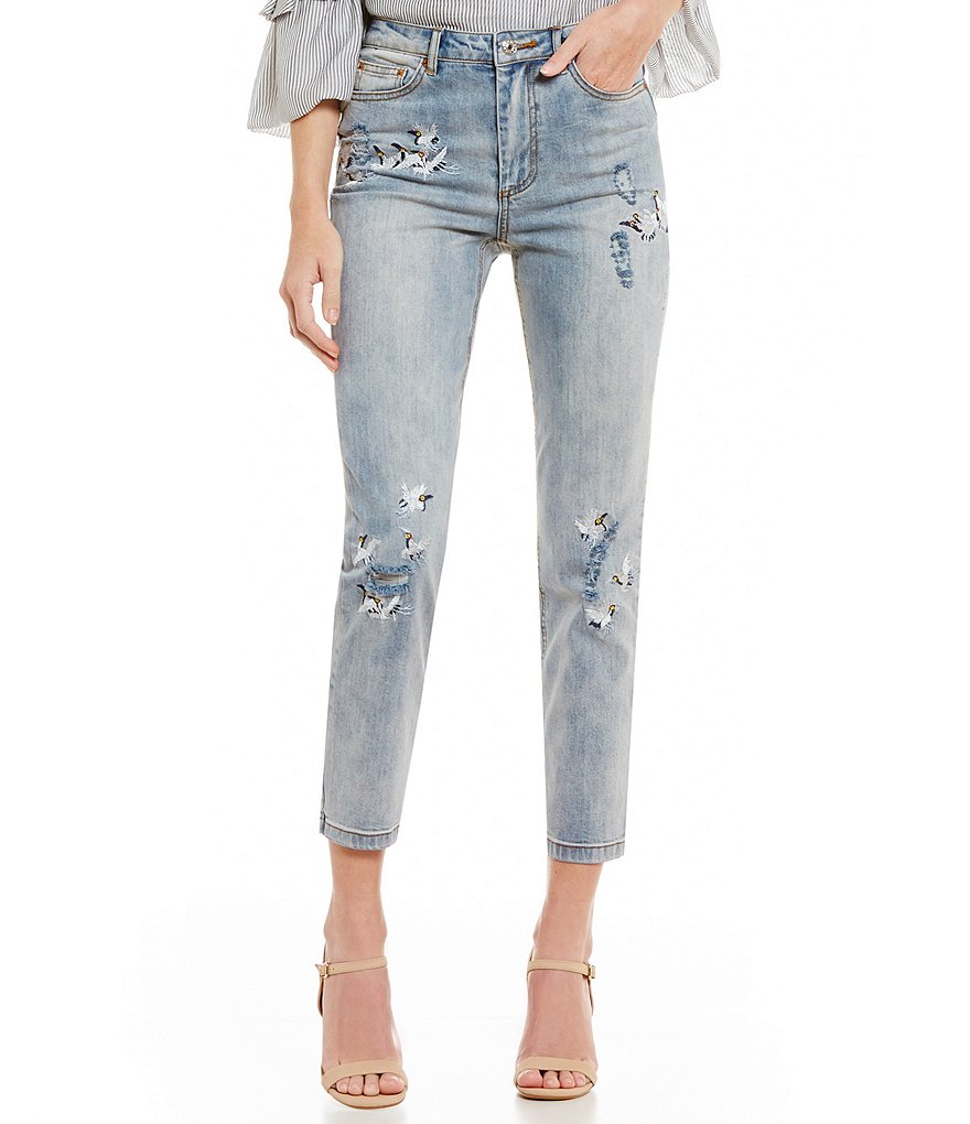 Gianni Bini Berkley Distressed Embroidered Jean