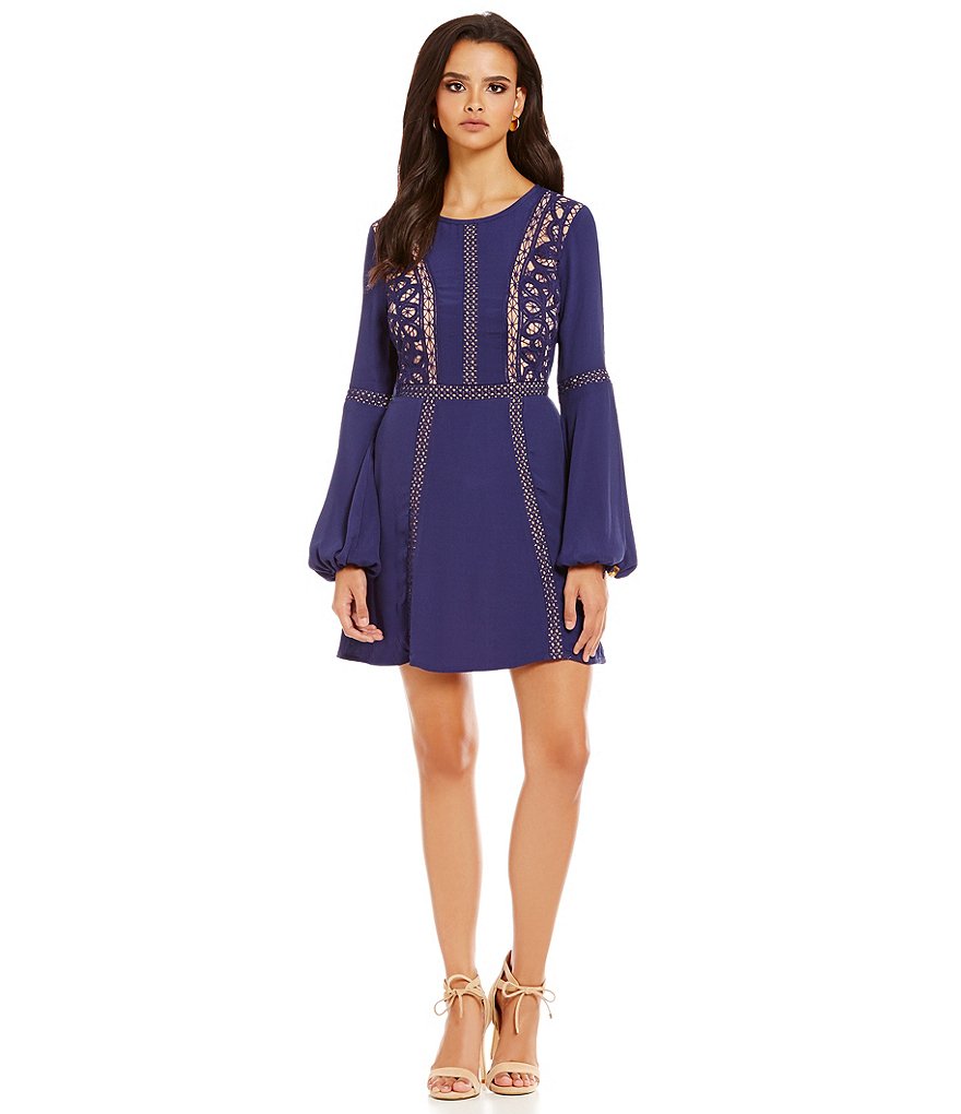 Gianni Bini Jocelyn Flare Sleeve Lace Inset Dress